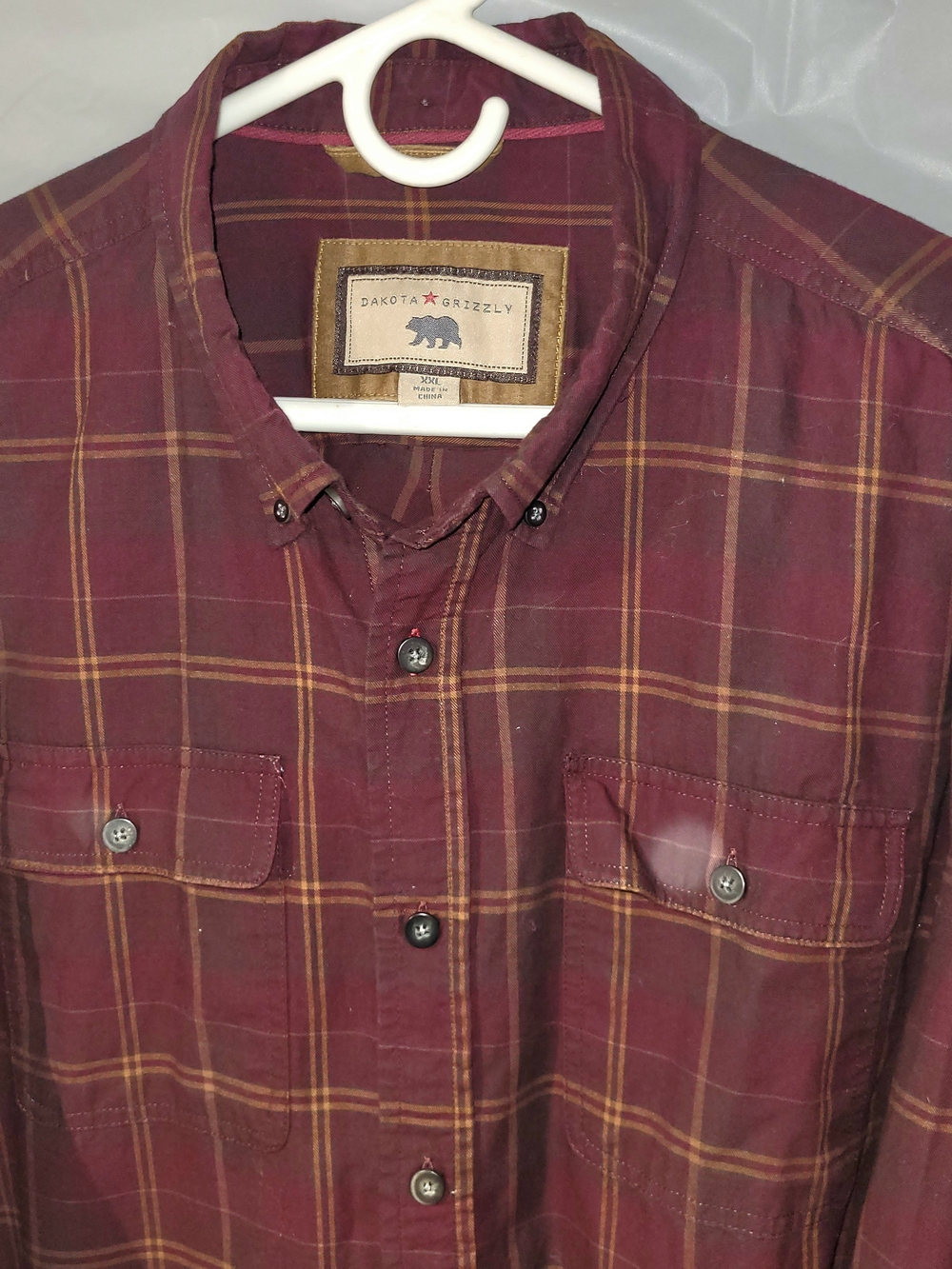 Dakota Grizzly Men's Burgundy Plaid Button-Down Shirt Size XXL